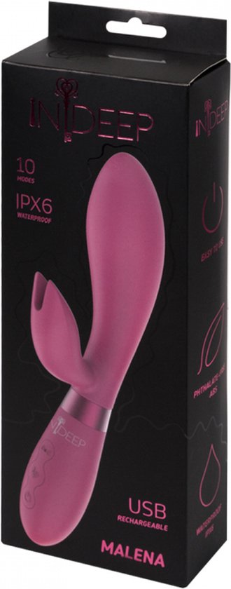 Oplaadbare USB Vibrator - Clitoris Stimulator - 100% Silicone - 2 motoren - 10 standen - Waterdicht (IPX6) - Indeep - Malena - Magenta - Merkloos