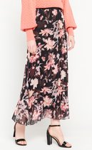 LOLALIZA Maxi-rok met bloemenprint - Zwart - Maat XL