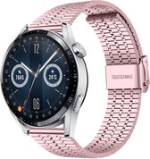 Strap-it Luxe stalen RVS bandje - geschikt voor Huawei Watch GT / GT 2 / GT 3 / GT 3 Pro 46mm / GT 4 46mm / GT 2 Pro / GT Runner / Watch 3 - Pro / Watch 4 (Pro) / Watch Ultimate - rosé pink