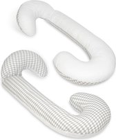 Coussin d'allaitement - Coussin de grossesse - 100% coton - diamant blanc/gris - blanc