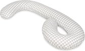 Body pillow - 240 cm - 100% katoen - wit met grijze driehoekjes