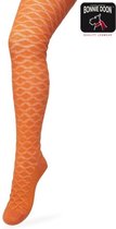 Bonnie Doon Bio Kabel Maillot Meisjes Oranje maat 92/110 XS - Ingebreid Kabel patroon - Biologisch Katoen - Uitstekend draagcomfort - Cable Tights - OEKO-TEX - Gladde Naden - Klass