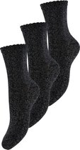 Pieces dames sokken 3-pack - Black - Glitter - 38 - Zwart