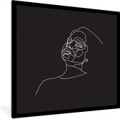 Photo encadrée - Illustration d'un visage de femme sur fond noir Cadre photo noir sans passe-partout 40x40 cm - Affiche encadrée (Décoration murale salon / chambre)