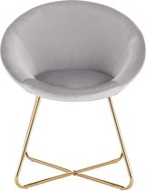 Eetkamerstoelen BH217hgr-1 1 x keukenstoel gestoffeerde stoel woonkamerstoel stoel, zitting van fluweel, gouden metalen poten, lichtgrijs