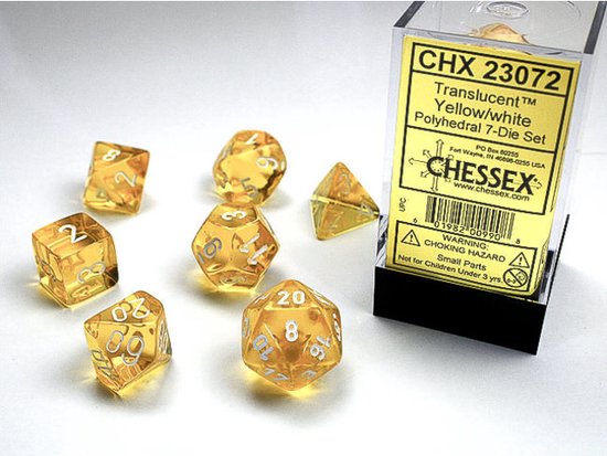 Thumbnail van een extra afbeelding van het spel Translucent Yellow/white Polyhedral 7-Die Set