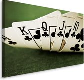 Schilderij - Speelkaarten, Royal Flush, Klaveren, Premium Print