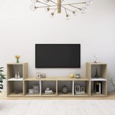 Decoways - Tv-meubelen 4 stuks 72x35x36,5 cm spaanplaat wit sonoma eikenkleur
