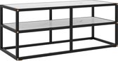 Decoways - Tv-meubel met wit marmerglas 100x40x40 cm zwart