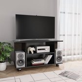 Decoways - Tv-meubel met wieltjes 80x40x40 cm spaanplaat hoogglans zwart