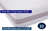 1-Persoons Matras - POCKET POLYETER SG30 7 ZONE 25 CM - 3D - Zacht ligcomfort - 80x200/25