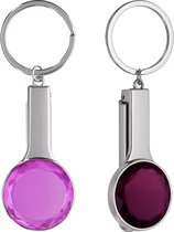 kwmobile tashanger voor tafels - Set van 2 - Uitvouwbare tasophanger - Draagbare tassenhaak - Handtashouder Diamant design - In poederroze / paars / zilver