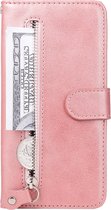 Portemonnee roze wallet book-case rits hoesje Motorola Moto E20 / E30 / E40