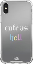 Mirror Case - Cute As Hell - Spiegel hoesje geschikt voor Apple iPhone 10 / Xs hoesje - Spiegelhoesje met tekst - Statement - Hoesje met spiegel geschikt voor iPhone X / Xs - Cute