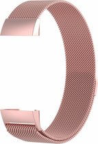 RVS rose goud kleurig metalen milanese loop bandje / armband voor de Fitbit Charge 3