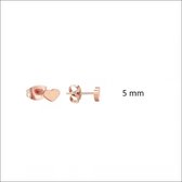 Aramat jewels ® - Oorbellen hartje zweerknopjes rosékleurig chirurgisch staal 5mm
