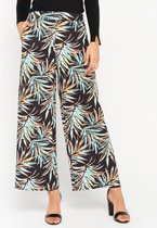 LOLALIZA Wijde broek met tropische print - Zwart - Maat 48
