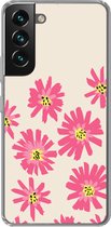 Geschikt voor Samsung Galaxy S22 hoesje - Bloemen - Patroon - Minimalisme - Siliconen Telefoonhoesje