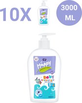 Bella Baby Happy Baby Wash Gel Lichaam en Haar (300 ml Per Fles)  , pak van 10 combo10 Fles, pH-neutrale, scheurvrije formule