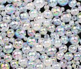 Parels - Kralen - Imitatie - Plastic - Doorzichtig - Meerkleurig - Olie effect - 6mm - 200 stuks