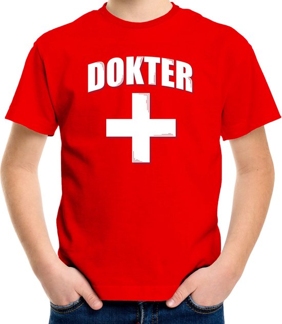 Dokter met kruis verkleed t-shirt rood voor kinderen - arts carnaval / feest shirt kleding / kostuum 110/116