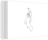 Femme danse art Line sur un fond blanc toile 2cm 30x20 cm - petit - impression photo sur toile peinture (Décoration murale salon / chambre à coucher)