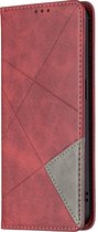 OPPO Reno 6 5G Hoesje - Mobigear - Rhombus Slim Serie - Kunstlederen Bookcase - Rood - Hoesje Geschikt Voor OPPO Reno 6 5G