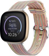 Bracelet en nylon YONO Como adapté pour Fitbit Versa 3 / Sense - Rainbow - Large