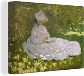 Canvas Schilderij Lente - Schilderij van Claude Monet - 120x90 cm - Wanddecoratie