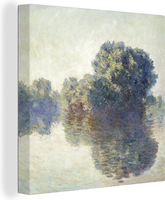 Canvas Schilderij The seine near Giverny - Schilderij van Claude Monet - 20x20 cm - Wanddecoratie