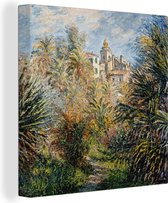 Canvas Schilderij Tuin in Bordighera, ochtend- Schilderij van Claude Monet - 20x20 cm - Wanddecoratie