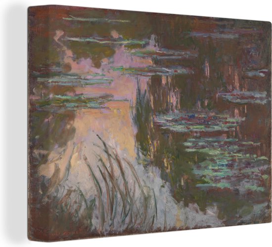 Tableau sur toile Les Nymphéas au soleil couchant - Tableau de Claude Monet - 120x90 cm - Décoration murale