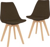 Decoways - Eetkamerstoelen 2 stuks stof bruin