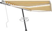 Decoways - Luifel handmatig uittrekbaar met LED 450x350 cm geel en wit