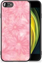 Silicone Back Case iPhone 7/8/SE 2020/2022 Telefoon Hoesje met Zwarte rand Lente Bloemen