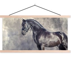Posterhanger incl. Poster 60x30 cm - Schoolplaat - Fries - Paarden - Portret - Textielposter - Blanke latten