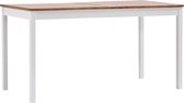 Decoways - Eettafel 140x70x73 cm grenenhout wit en bruin