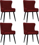 Decoways - Eetkamerstoelen 4 stuks fluweel rood