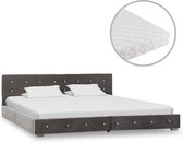 Decoways - Bed met matras fluweel grijs 180x200 cm