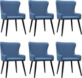 Decoways - Eetkamerstoelen 6 stuks stof blauw