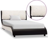 Decoways - Bedframe kunstleer zwart en wit 90x200 cm