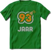 93 Jaar Feest T-Shirt | Goud - Zilver | Grappig Verjaardag Cadeau Shirt | Dames - Heren - Unisex | Tshirt Kleding Kado | - Donker Groen - 3XL