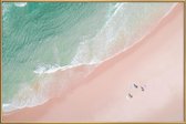 JUNIQE - Poster met kunststof lijst Surf Yoga -13x18 /Roze & Turkoois