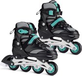 Navaris verstelbare skeelers verschillende maten - Verstelbare skates voor meisjes en jongens - Inline skates kinderen blauw/grijs - Meerdere maten