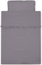 Mousseline Dekbedovertrek Ruffle Antraciet - Baby Beddengoed 100x135 cm