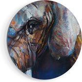 Artaza Dibond Muurcirkel Getekende Olifant Van Dichtbij - Abstract - Ø 60 cm - Wandcirkel - Rond Schilderij - Voor Binnen en Buiten