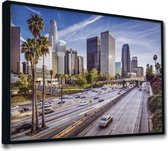 Akoestische panelen - Geluidsisolatie - Akoestische wandpanelen - Akoestisch schilderij AcousticPro® - paneel downtown Los Angeles - design 183 - Premium - 130x90 - Wit- Wanddecora