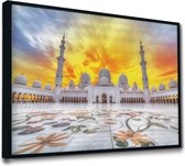 Akoestische panelen - Geluidsisolatie - Akoestische wandpanelen - Akoestisch schilderij AcousticPro® - paneel met de Sheikh Zayed Mosque - design 181 - Basic - 100x70 - zwart- Wand