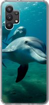 Geschikt voor Samsung Galaxy A32 5G hoesje - Water - Dolfijn - Blauw - Siliconen Telefoonhoesje