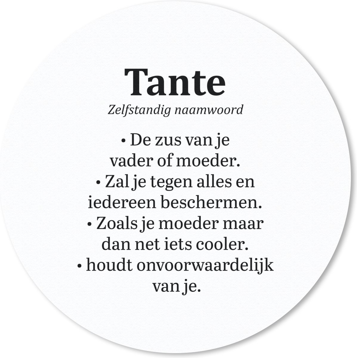 Muismat rond 30x30 cm - Mousepad Tante - Spreuken - Woordenboek - Ronde muismatten